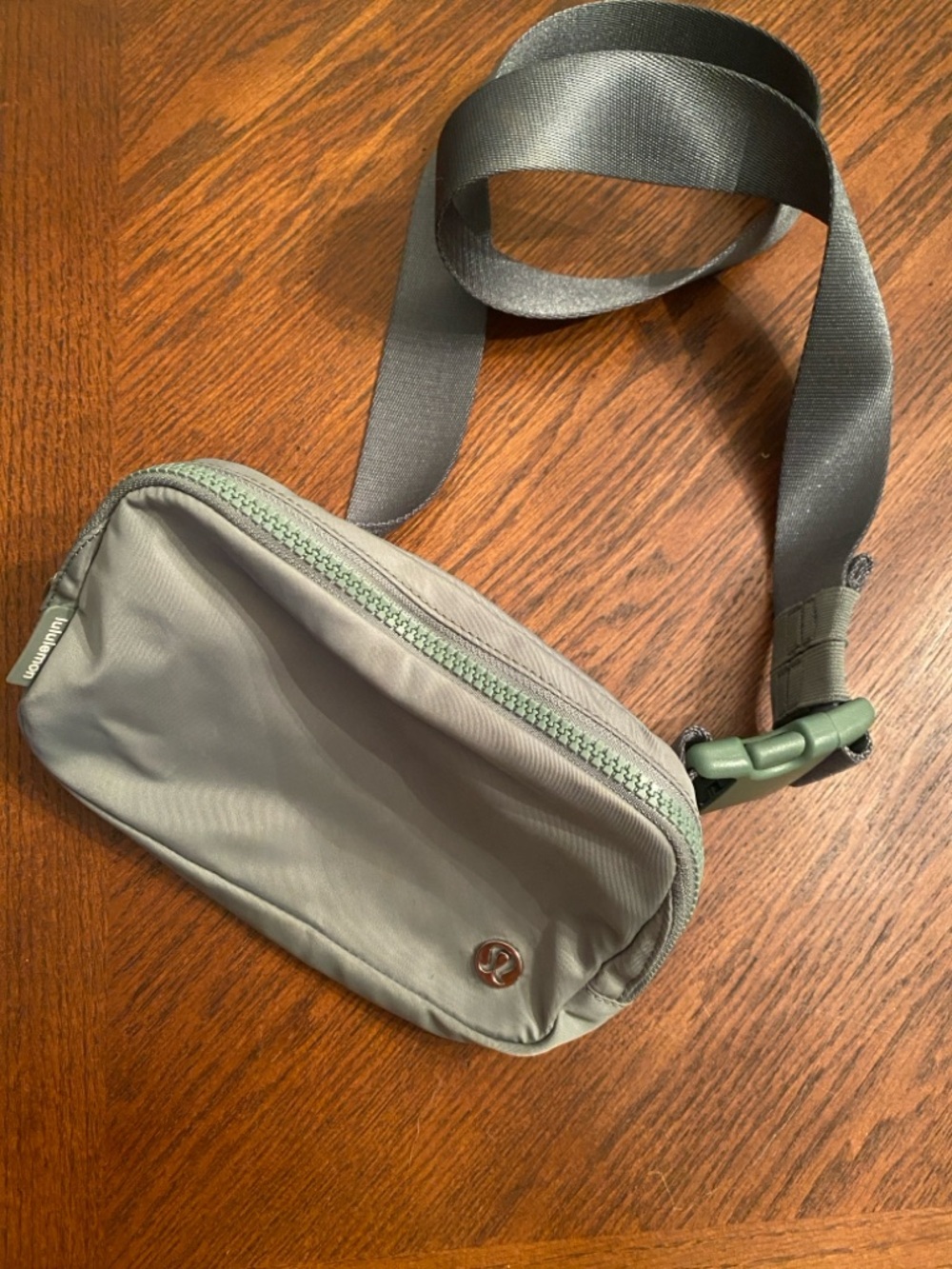 lululemon athletica Gray Sling Belt Bag with Green Accents
